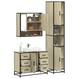 Berkfield Home 3 Piece Bathroom Furniture Set Sonoma Oak Engineered Wood in Brown - thumbnail 1