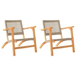 Berkfield Home Beautiful Garden Chairs 2 pcs Beige Poly Rattan & Acacia Wood - thumbnail 3