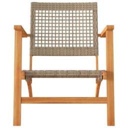 Berkfield Home Beautiful Garden Chairs 2 pcs Beige Poly Rattan & Acacia Wood - thumbnail 5