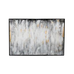 Modish Furnishing White & Black Faded Wall Art with Gold Accents & Black Frame - thumbnail 2