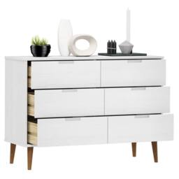 Berkfield Home Drawer Cabinet MOLDE White 113x40x80 cm Solid Wood Pine - Size: 113 x 40 x 80 cm - thumbnail 3