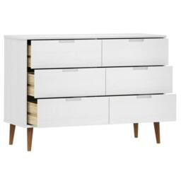Berkfield Home Drawer Cabinet MOLDE White 113x40x80 cm Solid Wood Pine - Size: 113 x 40 x 80 cm - thumbnail 5