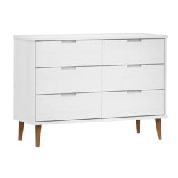 Berkfield Home Drawer Cabinet MOLDE White 113x40x80 cm Solid Wood Pine - Size: 113 x 40 x 80 cm - thumbnail 2