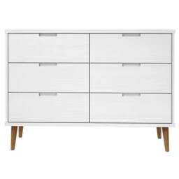 Berkfield Home Drawer Cabinet MOLDE White 113x40x80 cm Solid Wood Pine - Size: 113 x 40 x 80 cm - thumbnail 4