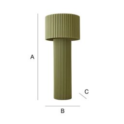 ValueLights Lenny Drum Lamp Shade Colour Drench Ribbed Full Fabric Midi Floor Lamp in Pale Green - thumbnail 7