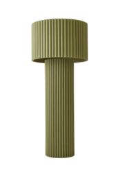 ValueLights Lenny Drum Lamp Shade Colour Drench Ribbed Full Fabric Midi Floor Lamp in Pale Green - thumbnail 6
