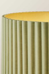 ValueLights Lenny Drum Lamp Shade Colour Drench Ribbed Full Fabric Midi Floor Lamp in Pale Green - thumbnail 4