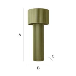 ValueLights Lenny Drum Lamp Shade Colour Drench Ribbed Full Fabric Midi Floor Lamp in Pale Green - thumbnail 9