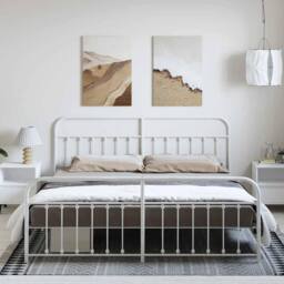 Berkfield Home Metal Bed Frame with Headboard & Footboard White 183x213 cm - thumbnail 4