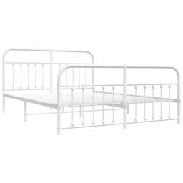 Berkfield Home Metal Bed Frame with Headboard & Footboard White 183x213 cm - thumbnail 1