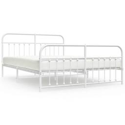Berkfield Home Metal Bed Frame with Headboard & Footboard White 183x213 cm - thumbnail 3