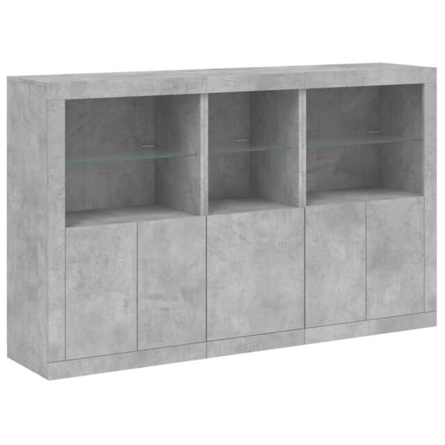 Berkfield Home Sideboard with LED Lights Concrete Grey 162x37x100 cm - Size: 162 x 37 x 100 cm - image 1