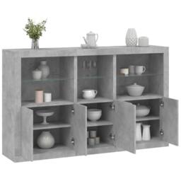 Berkfield Home Sideboard with LED Lights Concrete Grey 162x37x100 cm - Size: 162 x 37 x 100 cm - thumbnail 2