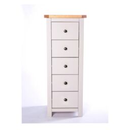 Cabinet Bits Argenta 5 Drawer Narrow Chest of Drawers Brass Knob in Light Grey - thumbnail 1