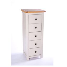 Cabinet Bits Argenta 5 Drawer Narrow Chest of Drawers Brass Knob in Light Grey - thumbnail 3