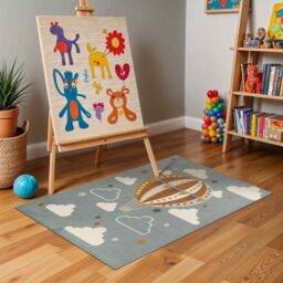 Livabliss Ankara - Kids Multicoloured Grey Blue Washable Rug for Children's Rooms - Size: 160 cm x 215 cm - thumbnail 9
