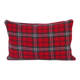 Homescapes Cotton Tartan Cushion Cover in Red - Size: 30 cm x 50 cm - thumbnail 2