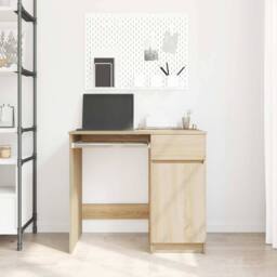 Berkfield Home Desk Sonoma Oak 86x49x76 cm Engineered Wood in Light Brown - Size: 86 x 49 x 76 cm - thumbnail 3
