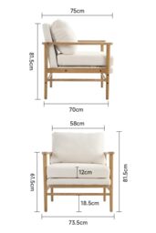 H&O Direct Teddy Bear Fur Wooden Armchair in White - thumbnail 6