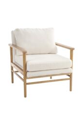 H&O Direct Teddy Bear Fur Wooden Armchair in White - thumbnail 2