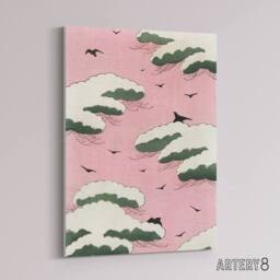 "Artery8 Pink Sky With Clouds & Birds Canvas Wall Art Print Bijutsukai - Size: W24"" x H32""" - thumbnail 2
