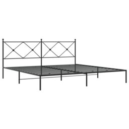 Berkfield Home Metal Bed Frame without Mattress with Headboard Black 193x203cm - Size: 193x203 cm - thumbnail 3
