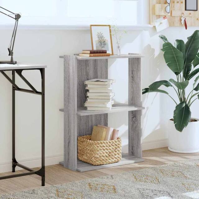 Berkfield Home Elegant Bookcase 3-Tier Grey Sonoma 60x30x80 cm Engineered Wood - Size: 60 x 30 x 80 cm - image 1