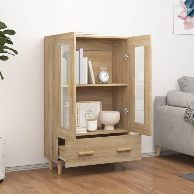 Berkfield Home Highboard Sonoma Oak 70x31x115 cm Engineered Wood in Light Tan - Size: 70 x 31 x 115 cm - image 1