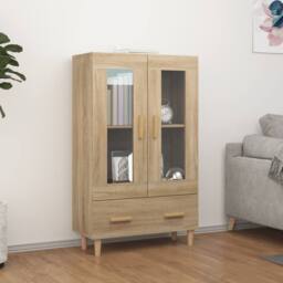 Berkfield Home Highboard Sonoma Oak 70x31x115 cm Engineered Wood in Light Tan - Size: 70 x 31 x 115 cm - thumbnail 2