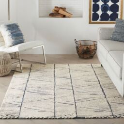 The Rug Shop UK Blue Handmade Wool Modern Geometric Abstract Easy To Clean Area Rug - Size: 240 cm x 300 cm - thumbnail 1