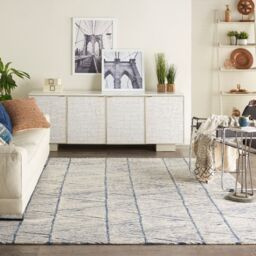 The Rug Shop UK Blue Handmade Wool Modern Geometric Abstract Easy To Clean Area Rug - Size: 240 cm x 300 cm - thumbnail 3