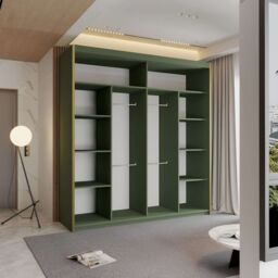 Sliding Wardrobes 4U Modern Wardrobe Double Sliding Wardrobe W 203cm x H 217cm x D 62cm in Green - thumbnail 3