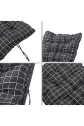 Living and Home 170cm L x 48cm W Plaid Print Beach Chair Seat Cushion Button Tufted Lounge Cushion in Black - Size: 170 cm L x 48 cm W - thumbnail 6