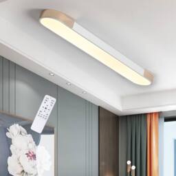 NIVOR 48W Linear LED Ceiling Light 100cm Dimmable Acrylic Lamp with Remote in Metallic Gold