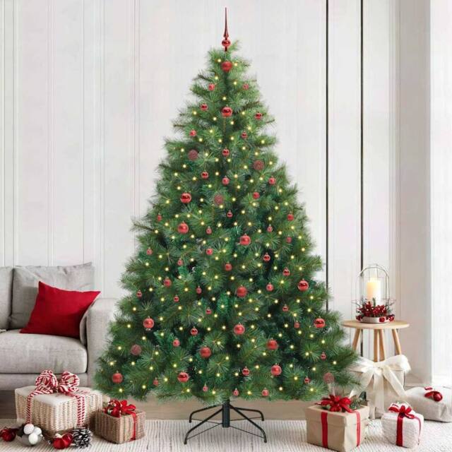 Berkfield Home Artificial Christmas Tree with 300 LEDs Green 240 cm PE & PVC - image 1