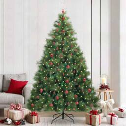 Berkfield Home Artificial Christmas Tree with 300 LEDs Green 240 cm PE & PVC - thumbnail 1