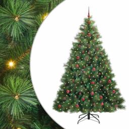 Berkfield Home Artificial Christmas Tree with 300 LEDs Green 240 cm PE & PVC - thumbnail 2