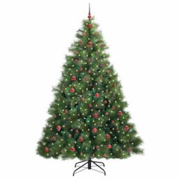 Berkfield Home Artificial Christmas Tree with 300 LEDs Green 240 cm PE & PVC - thumbnail 3