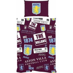 Aston Villa FC Patchwork Duvet Cover Set in Burgundy - Size: Single - thumbnail 1