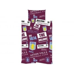 Aston Villa FC Patchwork Duvet Cover Set in Burgundy - Size: Single - thumbnail 2