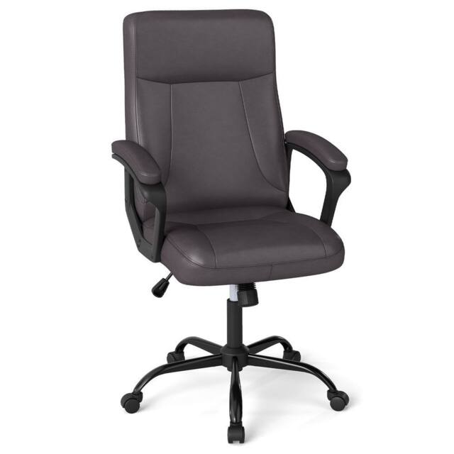 Costway Rolling Upholstered Executive Office Chair Ergonomic Swivel Task Chair in Grey - image 1