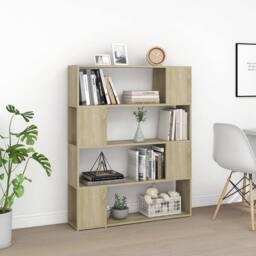 Berkfield Home Book Cabinet Room Divider Sonoma Oak 100x24x124 cm in Brown - Size: 100 x 24 x 124 cm - thumbnail 3