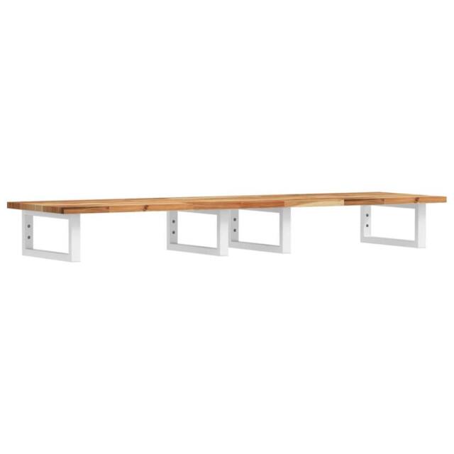 Berkfield Home Basin Shelf Wall Mounted Steel & Solid Wood Acacia in Brown - image 1