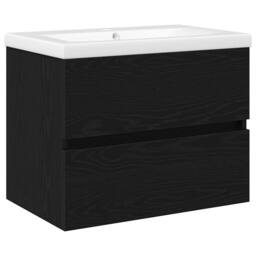 Berkfield Home Sink Cabinet with Built-in Basin Black Oak Engineered Wood - thumbnail 3