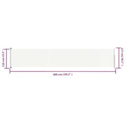 Berkfield Home Patio Retractable Side Awning 117x600 cm Cream - thumbnail 8