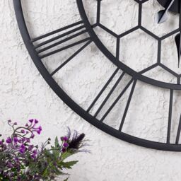Charles Bentley Stanwick Indoor Outdoor Round Skeleton Wall Clock 90cm in Black - thumbnail 5