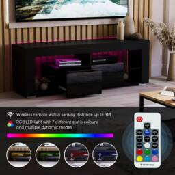 HD Designs Vida Designs Luna 2 Drawer LED TV Unit in Black - thumbnail 6