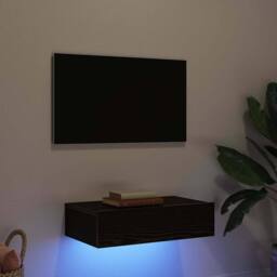 Berkfield Home TV Cabinet with LED Lights Black Oak 60x35x15.5 cm - thumbnail 2