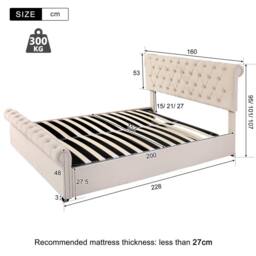 Matteo Luxurious Velvet Button-Tufted Sleigh Storage King Bed - Beige - thumbnail 7