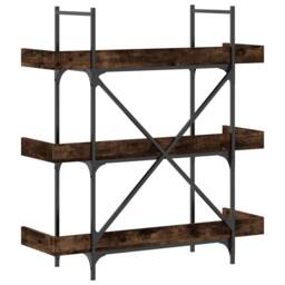 Berkfield Home Bookcase 3-Tier Smoked Oak 100x33x108.5 cm Engineered Wood in Brown - thumbnail 6